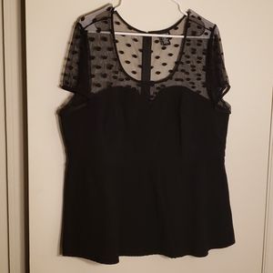 Torrid black sheer polka dot peplum size 3